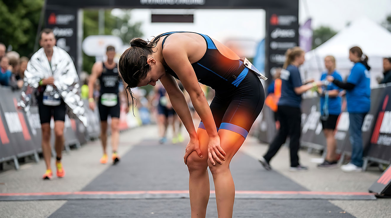 Atleta exhausto por sobrecarga deportiva